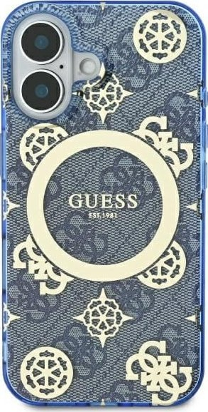 Kapak telefoni Guess GUHMP16SH4PYEEB për iPhone 16 6.1", hardcase, blu