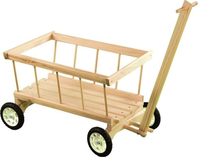 Karrocë kopshti Baczek Ladder Wagon, dru i natyrshëm, për me e montu vetë, kafe