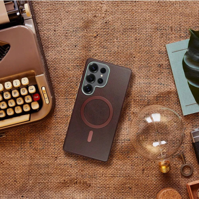 Mbulesë telefoni OEM Gentleman Mag Cover për Samsung Galaxy A26, kompatibile me MagSafe, kafe