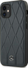 Kapak telefoni Mercedes-Benz me lëkurë origjinale Quilted Wave, për iPhone 12 Mini, lëkurë natyrale, blu e errët