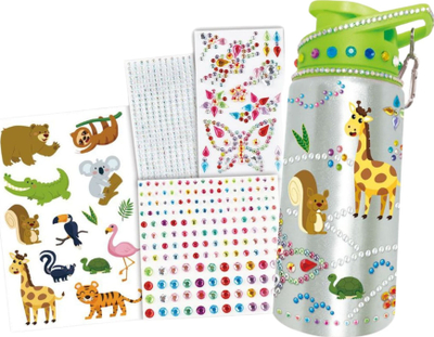 Shishe uji dekorative për fëmijë, 500ml, set DIY me stikera dhe diamante, shumëngjyrëshe