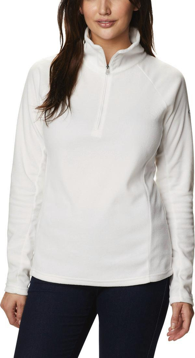 Bluzë fleece për goca Columbia Glacial IV Half Zip, me gjysmë zinxhir, poliester, e bardhë