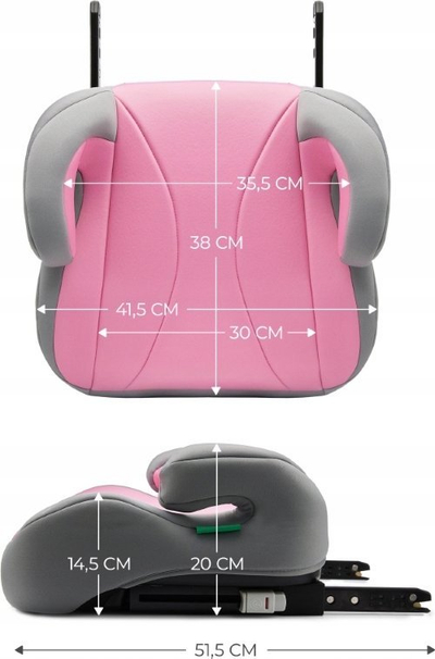 Ndenjëse rritëse makine Kinderkraft I-BOOST, ISOFIX, i-Size R129, rozë