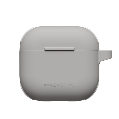 Навлака за слушалки AmazingThing Omni Case за AirPods 4, силиконска, поддршка за безжично полнење, сива