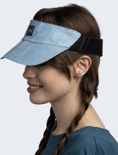 Kapelë sportive Buff Go Visor, nga poliestër i ricikluar, me pjesë reflektuese, blu me të zezë