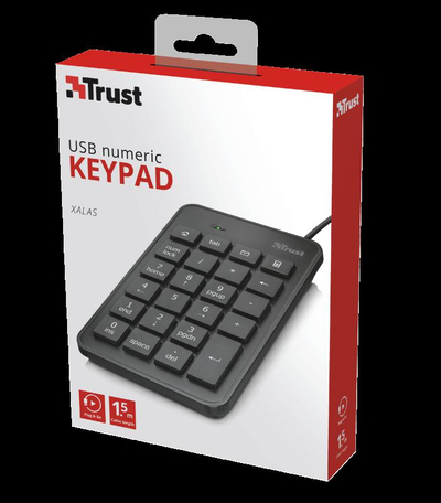 Tastierë numerike Trust Xalas 22221, USB, kompakte, e zezë