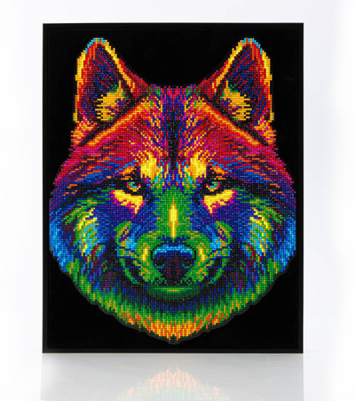 Set diamond painting Diamond Dotz Neon Wolf, tablo për mur, me ujk neon, shumëngjyrësh