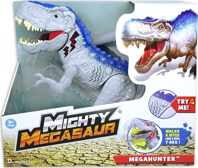 Lodër dinosauri Dragon-i Toys Mighty Megasaur Megahunter T-Rex, me drita dhe zë, gri me blu