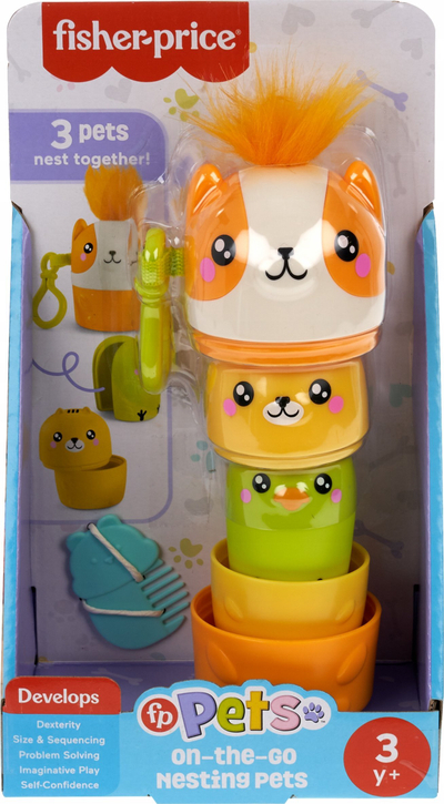 Lodër edukative Fisher-Price Preschool Pets Nesting Pets, set me 4 pjesë, shumëngjyrëshe