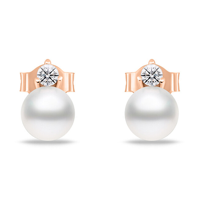 Set bizhuterish Elegant SET227R, argjend 925 i veshur me ar bronzi, perla dhe zircon, ngjyrë roze e artë
