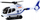 Lodër helikopter policie me komandë, me drita e tinguj, i bardhë