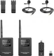 Бежичен систем со микрофони Сарамоник SR-WM2100 U2, два лавалиера, USB-C, црн