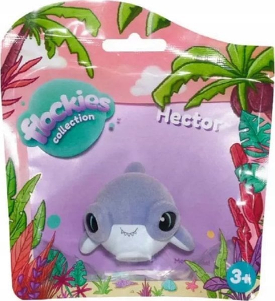 Figurë koleksionuese Flockies Hammerhead Shark Hector, lodër për kalamaj, shumëngjyrëshe