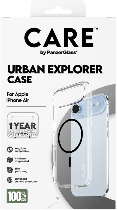 Këllëf telefoni PanzerGlass Urban Explorer për Apple iPhone Air, i tejdukshëm, me të zeza