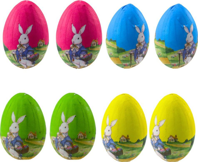 Set dekorativ Lean Easter, 6 copë lepur me vezë Pashke, shumëngjyrëshe