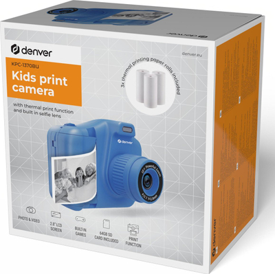 Aparat fotografik për fëmijë Denver KPC-1370, ekran 2.8", 1440p, 64GB, blu