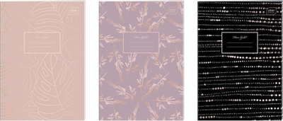 Fletore Interdruk Notebook A4, 60 fletë me katrorë, set 5 copë, rozë metalike