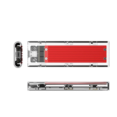 Kuti e jashtme SSD Orico TCM2 C3, M.2 NVMe, USB C 10Gb/s, e kuqe transparente