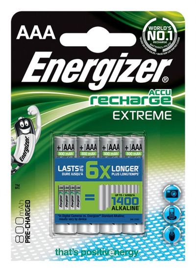 Bateri të rikarikueshme Energizer Extreme AAA 800mAh, 4 copë