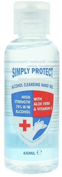 Xhel dezinfektues duarsh Simply Protect, 70% alkool, me aloe vera, 58ml