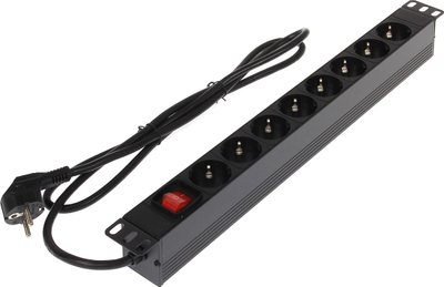 Shirit rryme RACK 19" LEX L19/8, 1U, 8x prizë Schuko, me çelës, gri