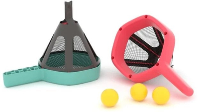 Lodër aktive Fat Brain Toys Dodgi, set raketash me top, për fëmijë, shumëngjyrëshe