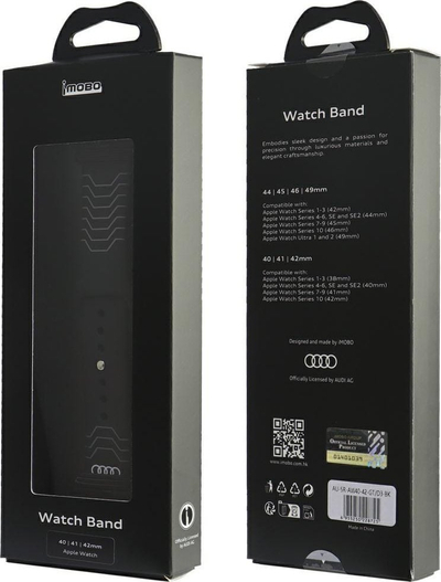 Rrip dore Audi me figura gjeometrike nga silikon për Apple Watch 4 5 6 7 8 9 10 SE, 40 41 42mm, i zi