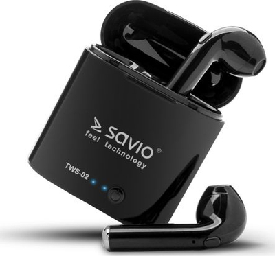 Kufje pa tela Savio TWS-02, Bluetooth 5.0, in-ear, të zeza