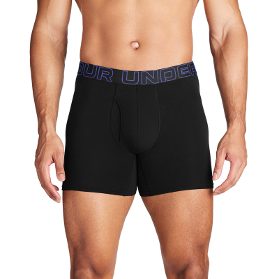 Boksera meshkujsh Under Armour M Perf Cotton, 6", set 3 copë, të zinj, madhësia M