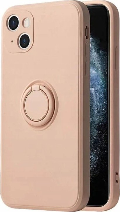Kapak silikoni për iPhone 13, me unazë mbajtëse, kompatibël me magnet, rozë