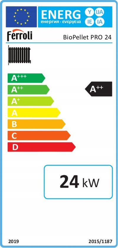 Kaldajë peleti Ferroli Biopellet Pro 24kW, rezervuar 105kg, gri