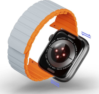 Rrip ore Apple Watch Dux Magnetic, silikon, 42‑49mm, gri me portokalli