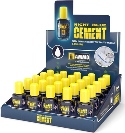Ngjitës për modelizim Ammo Mig Expositor Night Blue Cement, paketim 25 copë, blu e errët