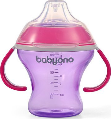 Gotë trajnimi BabyOno Take Care, 180ml, pa rrjedhje, vjollcë