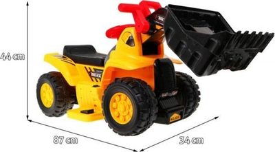 Lodër eskavator me bateri Ramiz, ride on, me kovë që lëviz, i verdhë