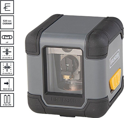 Nivelues lazer pa kabllo Grunder SN011G, 1 diodë, rreze jeshile, gri
