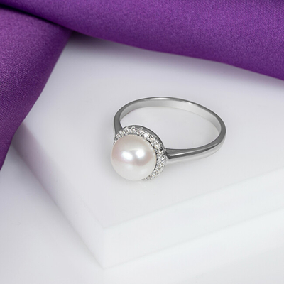 Unazë Brilio Silver RI034W, argjend i argjendtë, me perla dhe zirkon
