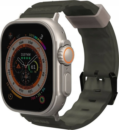 Rrip dore Skinarma Shokku Olive për Apple Watch 49 45 44mm, silikon, jeshil ulliri