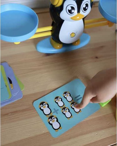 Lodër mësimi Woopie Penguin Balance për numrat, 19 figura pinguini, me ngjyra