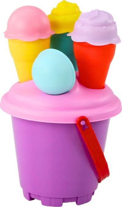 Set loje rëre Sand Set Ice Cream, kovë me lopatë, 6 copë, rozë