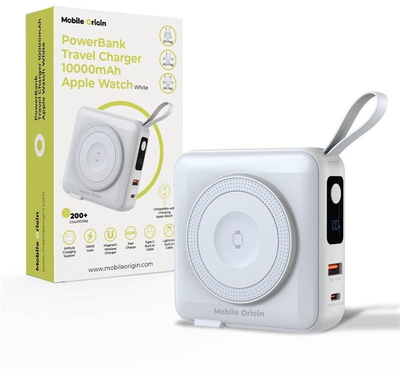 Powerbank Mobile Origin 10000mAh, me MagSafe dhe për Apple Watch, i bardhë