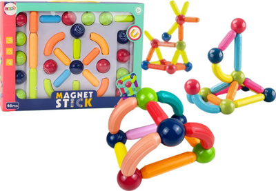 Lodër ndërtimi me magnet Lean Toys Magnet Stick, 46 copa, shumëngjyrëshe