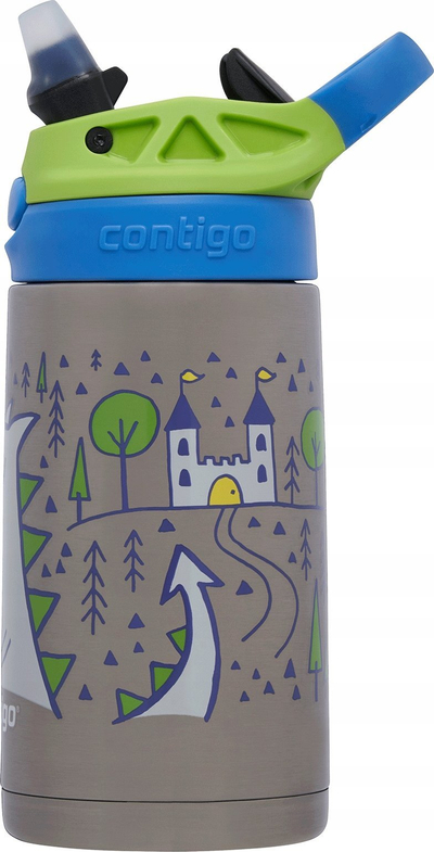 Shishe termike për fëmijë Contigo Kids Easy Clean Autospout, çelik inox, me pip, gri me dinozaur