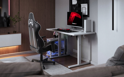 Tavolinë gaming Huzaro Hero 8.1, me ngritje elektrike të lartësisë, e bardhë