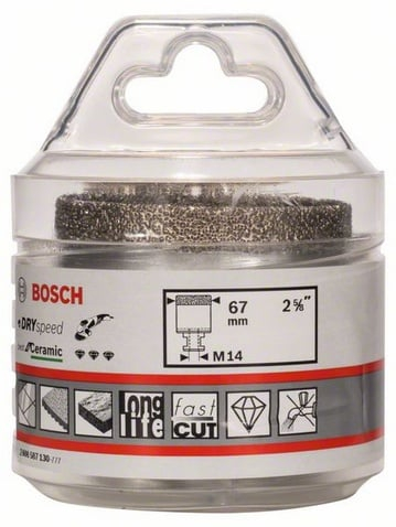 Frezë diamant Bosch Dryspeed 2608587130, 67mm, për punë në të thatë