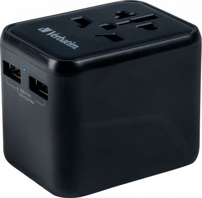 Përshtatës udhëtimi Verbatim UTA-01, universal, dalje USB 2.4A, i zi