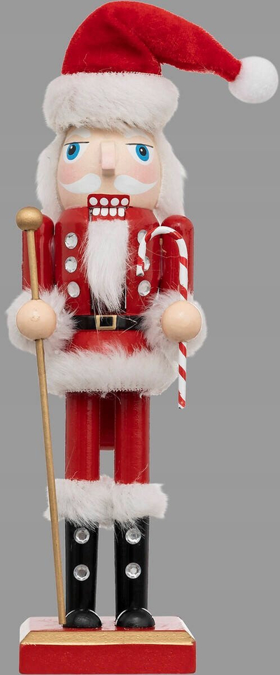 Stoli Krishtlindjesh Feeric Christmas Nutcracker, dru, 25 cm, e kuqe dhe e bardhë