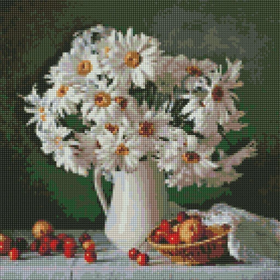 Set mozaik me diamante Ideyka Diamond Mosaic Bukuria e Margaritave, 40x40cm, kanavacë me kornizë, shumëngjyrësh