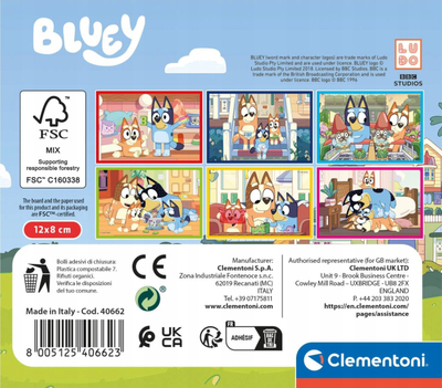 Set kube tregimi Clementoni Bluey Story Cube, 6 pjesë, shumëngjyrëshe