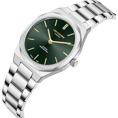 Orë dore për femra Lee Cooper LC08276.370, 33mm, analoge, argjendi me fushë të gjelbër